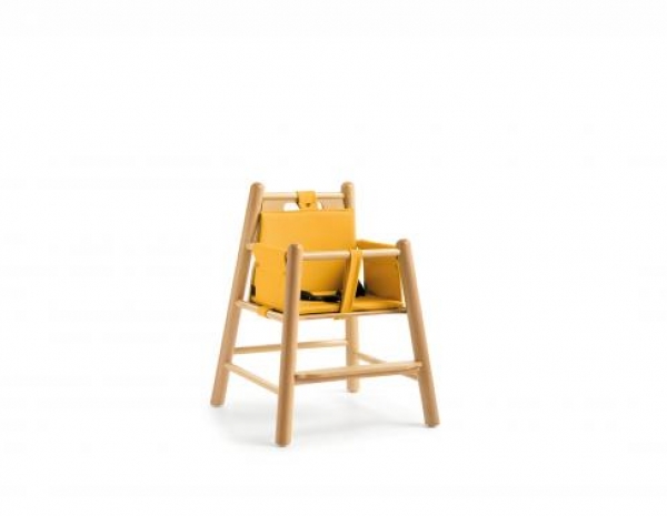Seggiolone basso in legno (con imbottitura e cinghie)